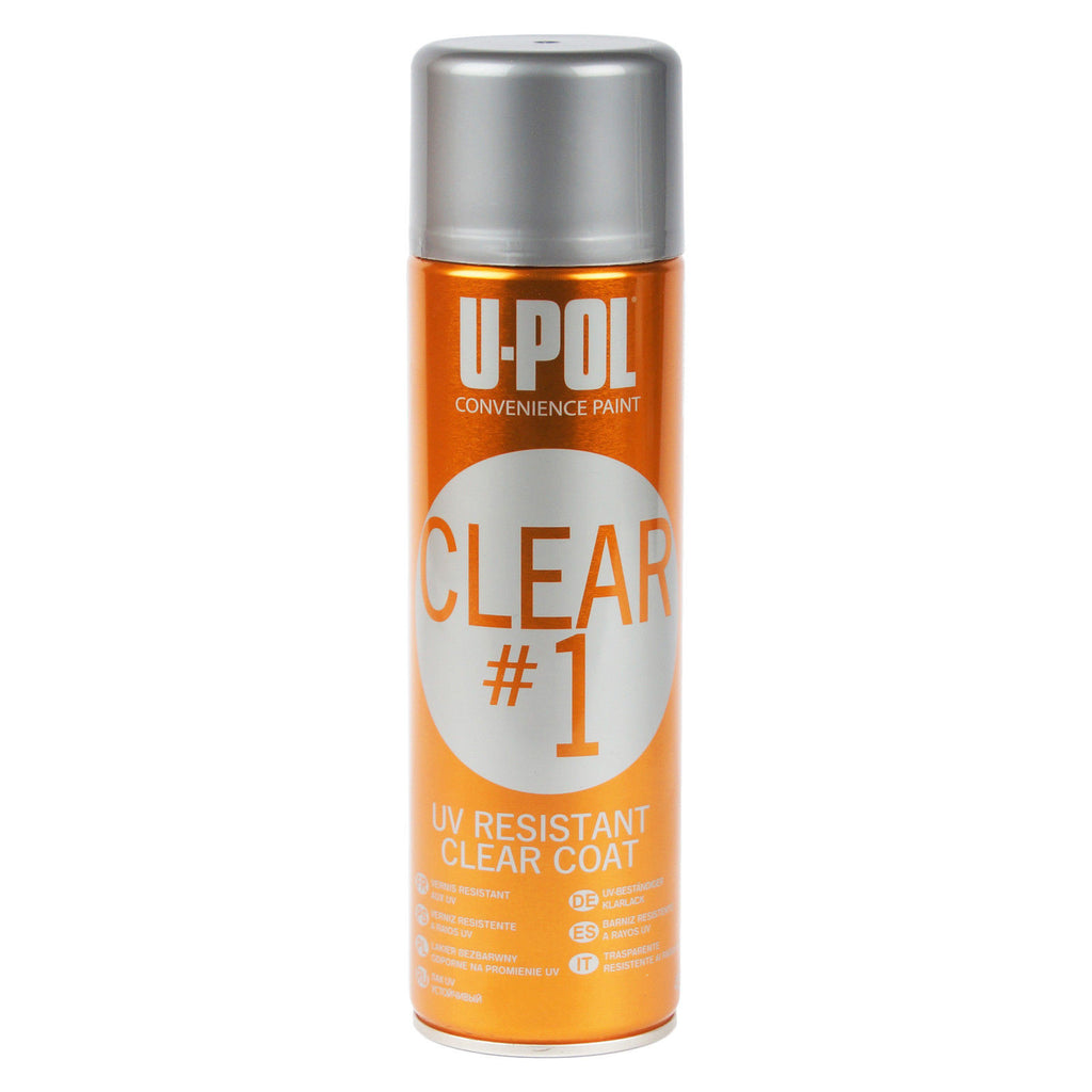 U-Pol Clear#1 UV Resistant High Gloss Clear Coat Spray Can, UP0796, 450 ml